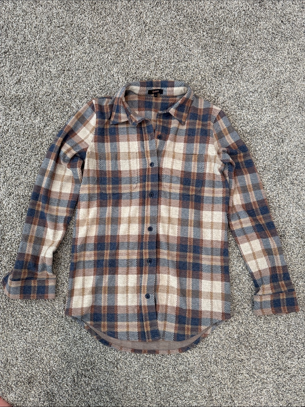 Quince Plaid Stretch Flannel Top, Small